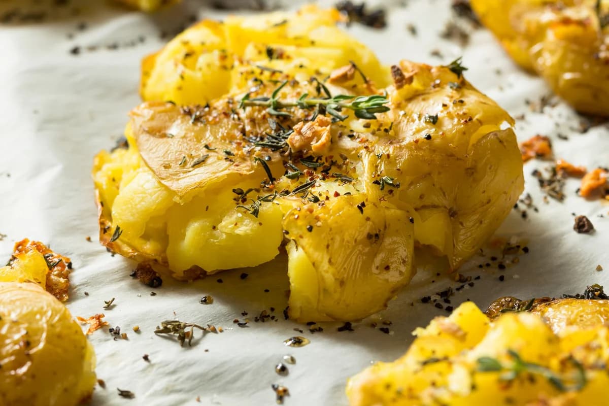 Roasted Garlic Smashed Potatoes