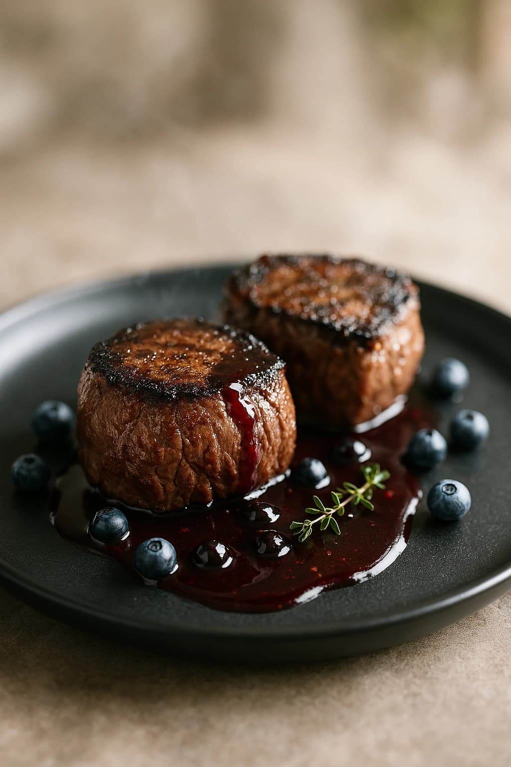 Whiskey Blueberry BBQ Filet Mignon