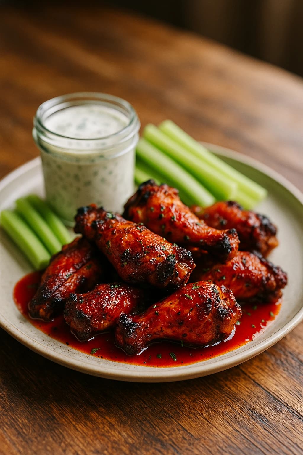 Smoked Buffalo Chicken with Homemade Ranch Sauce