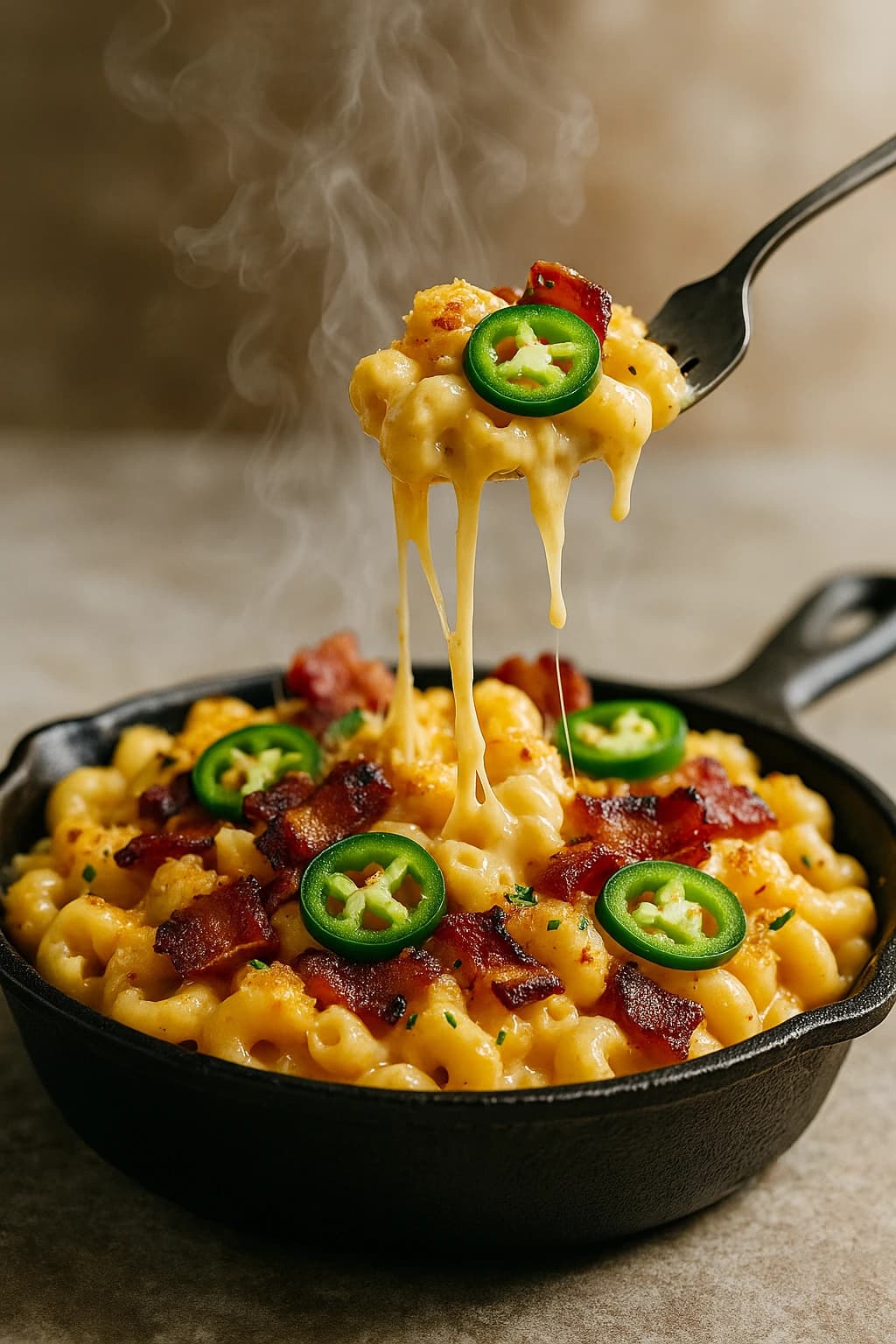 Smoky BBQ Mac and Cheese with Bacon and Jalapeño